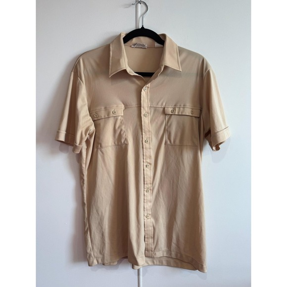 Fruit of the Loom Other - Vintage Fruit Of The Loom Shirt Mens Large Beige Button Double Pocket 70s